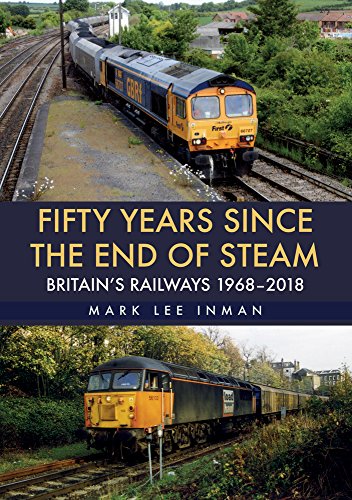Book cover depicting British diesel trains, titled “Fifty Years Since the End of Steam.”