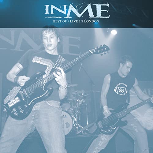 Two guitarists performing live on stage, album cover for Inme.