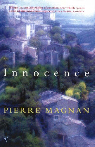 Book cover: “Innocence” by Pierre Magnan, showing a hazy village scene.