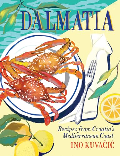 Cookbook cover featuring illustrated crabs, lemons, and a plate with cutlery.