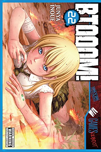 Manga cover art featuring a blonde girl crawling on the ground amidst fiery debris.
