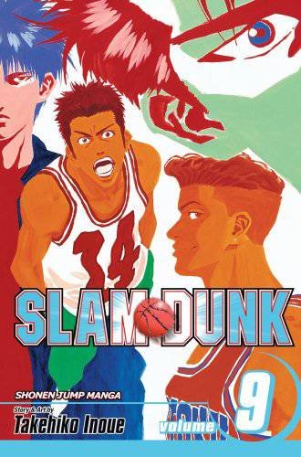 Cover art for Slam Dunk volume 9 featuring three basketball players and a basketball.