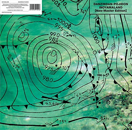 Vinyl record cover featuring a green and blue weather map with markings.