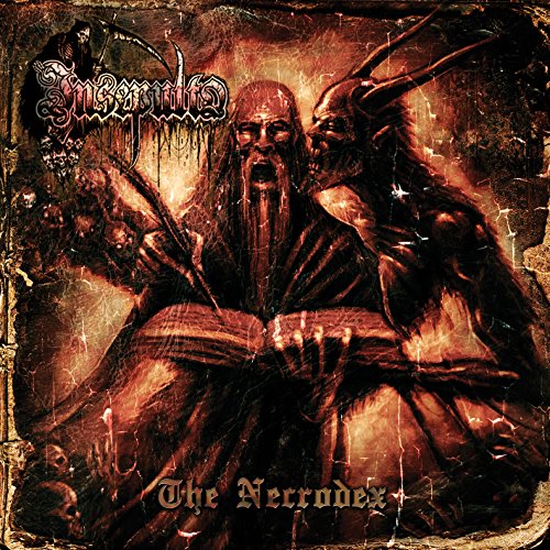 Dark album cover with demonic figures and an open book, titled "The Necrodex".