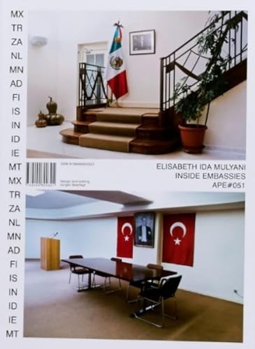 Book cover featuring embassy interiors with flags and furniture.