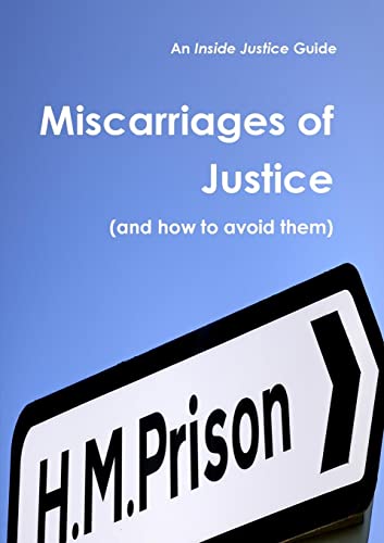Book cover with text “Miscarriages of Justice” and a “H.M. Prison” sign.