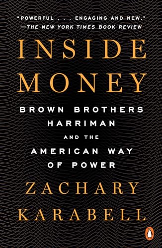 Book cover for "Inside Money" by Zachary Karabell, with gold text on black.