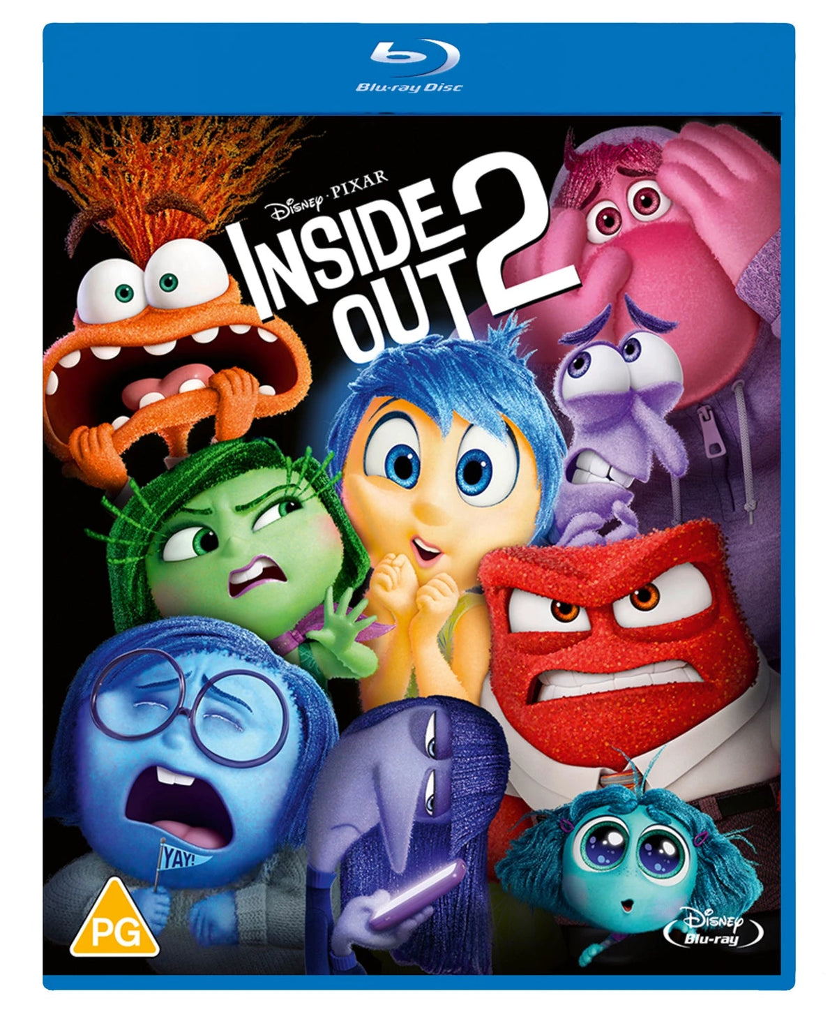 Inside Out 2 Blu-ray cover featuring the character Anxiety, orange and fuzzy.