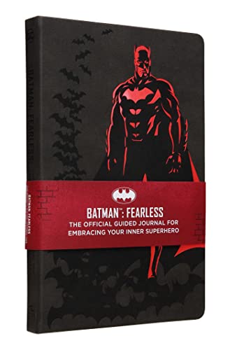 Black Batman journal with red band and bat silhouettes.