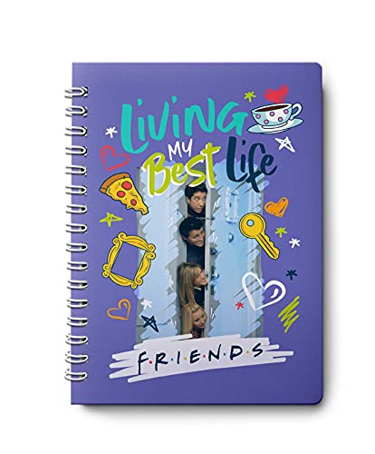 Purple spiral-bound planner with "Friends" characters and show icons.