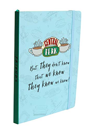 Light blue "Friends" notebook with Central Perk logo and coffee cups.