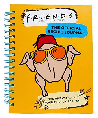 Friends" recipe journal with a cartoon turkey wearing sunglasses on a yellow cover.