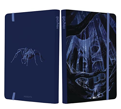 Dark blue Harry Potter notebook with Aragog and forest scene covers.
