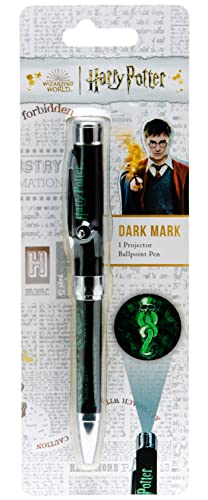 Black Harry Potter pen projects a green Dark Mark skull image.