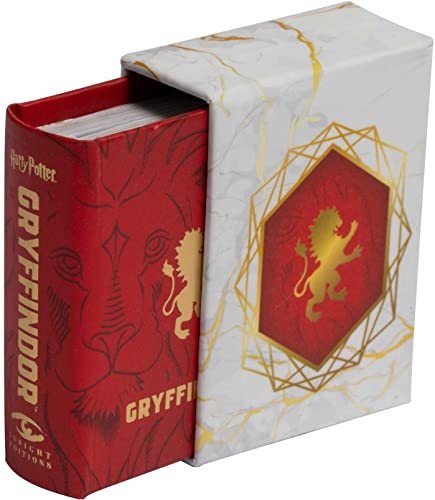 Red Gryffindor Harry Potter miniature book in a white patterned box.