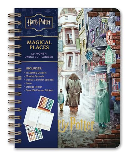 Harry Potter planner with Diagon Alley scene and spiral binding.