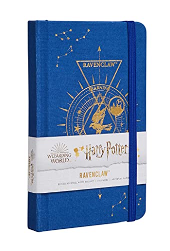 Dark blue Ravenclaw journal with gold constellation design and elastic closure.