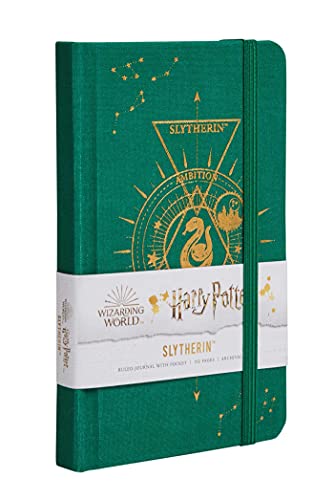 Green Harry Potter Slytherin journal with gold constellation and ribbon.