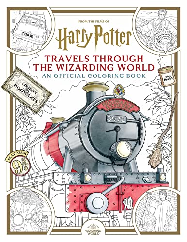 Harry Potter coloring book cover with Hogwarts Express train and characters.
