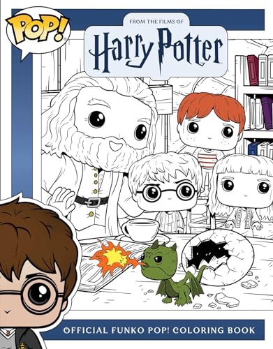 Funko Pop! Harry Potter coloring book cover with characters and a dragon.