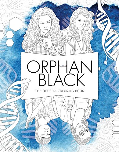 Cover of Orphan Black coloring book featuring line art of four women and DNA.