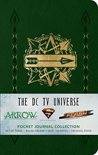 Green cover journal collection featuring logos for Arrow, Flash, and Supergirl.