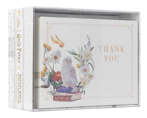 Boxed thank you cards with floral and owl illustrations.