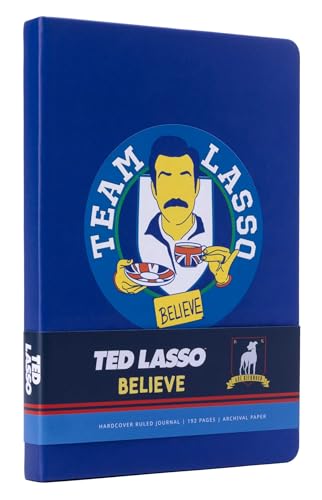 Blue hardcover journal with “Ted Lasso: Believe” logo and portrait.