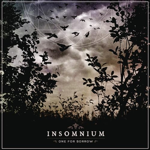 Album cover for Insomnium’s “One For Sorrow” featuring birds and silhouetted branches.