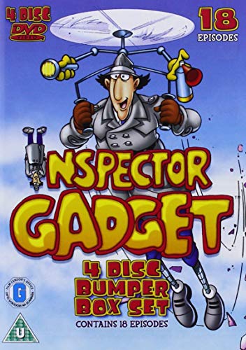 DVD cover for Inspector Gadget featuring the character with mechanical gadgets extending from his hat.