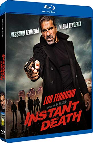 Blu-ray cover for "Instant Death" featuring Lou Ferrigno holding a gun.