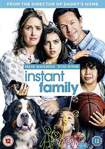 Blu-ray cover for "Instant Family" featuring a couple and three children.