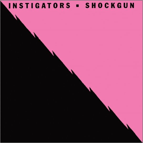 Album cover for “Shockgun” by Instigators, pink and black diagonal design.