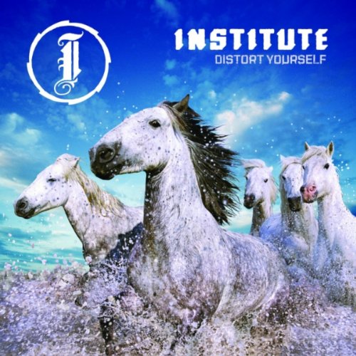 CD cover for Institute’s “Distort Yourself” featuring white horses in water.