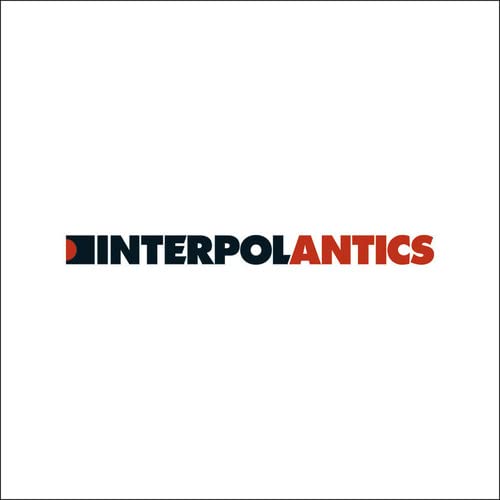 The text Interpol Antics in black and red on a plain white background.