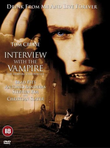 DVD cover for "Interview With The Vampire" featuring Tom Cruise and Brad Pitt.