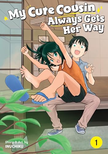 Manga cover: girl playfully clings to a surprised boy, volume one.