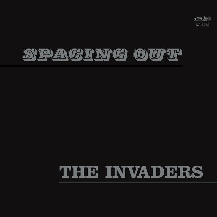 Black vinyl record cover with silver text: "Spacing Out" by The Invaders.
