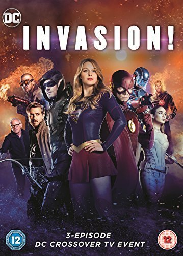 DVD cover featuring DC superheroes—Green Arrow, Supergirl, The Flash, and others.