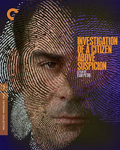 Blu-ray cover for "Investigation of a Citizen Above Suspicion" with fingerprint texture.