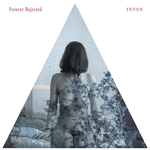 A vinyl record cover with a woman in a triangle, overlayed with foliage pattern.