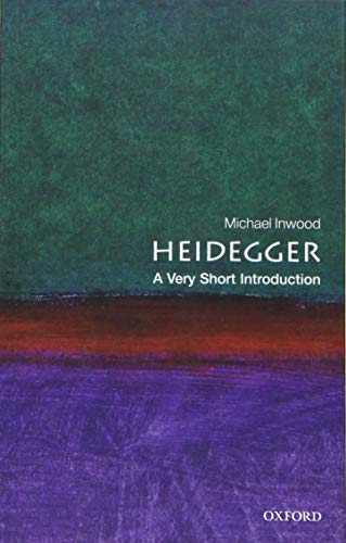 Book cover titled Heidegger: A Very Short Introduction with abstract green, red, and purple background.