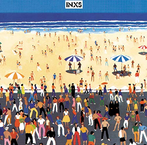 INXS album cover: a crowded beach scene painted in a naive style.