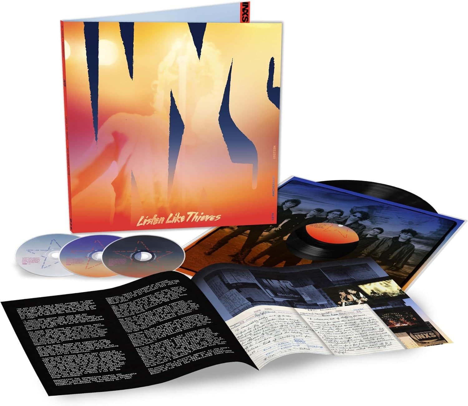 Album cover with a warm orange and red gradient, dark jagged shapes, and text.