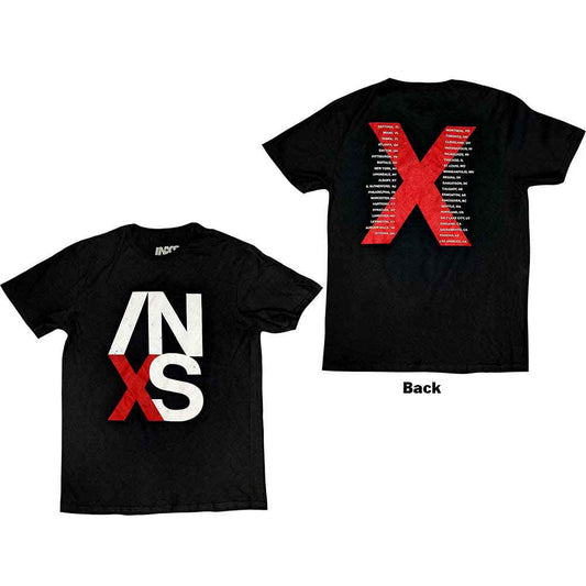 Black INXS tour t-shirt, large back print, unisex style, size XX-Large.