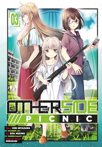 Manga cover featuring three young women in a grassy, surreal landscape.