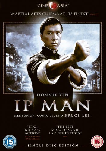 Donnie Yen in a martial arts pose on the cover of the Ip Man DVD.