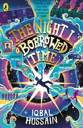 Book cover with a silhouette falling into a cosmic, swirling vortex of colors.