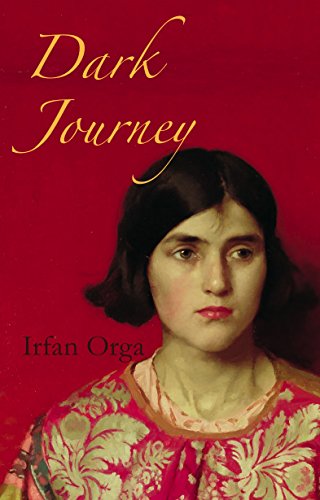 Book cover: portrait of a woman in patterned clothing, red background.