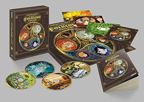 Blu-ray box set of “Irish Folklore Trilogy” with illustrated covers and discs.